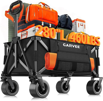 Heavy Duty Folding Camping Wagon Cart, Large Collapsible Outdoor Utility Trolley with 8-Inch All-Terrain Wheels, 600D Oxford Fabric, Water Resistant, Compact Storage for Garden Beach Sports Camping | Summer Outdoor Must-Have - SummerVibes