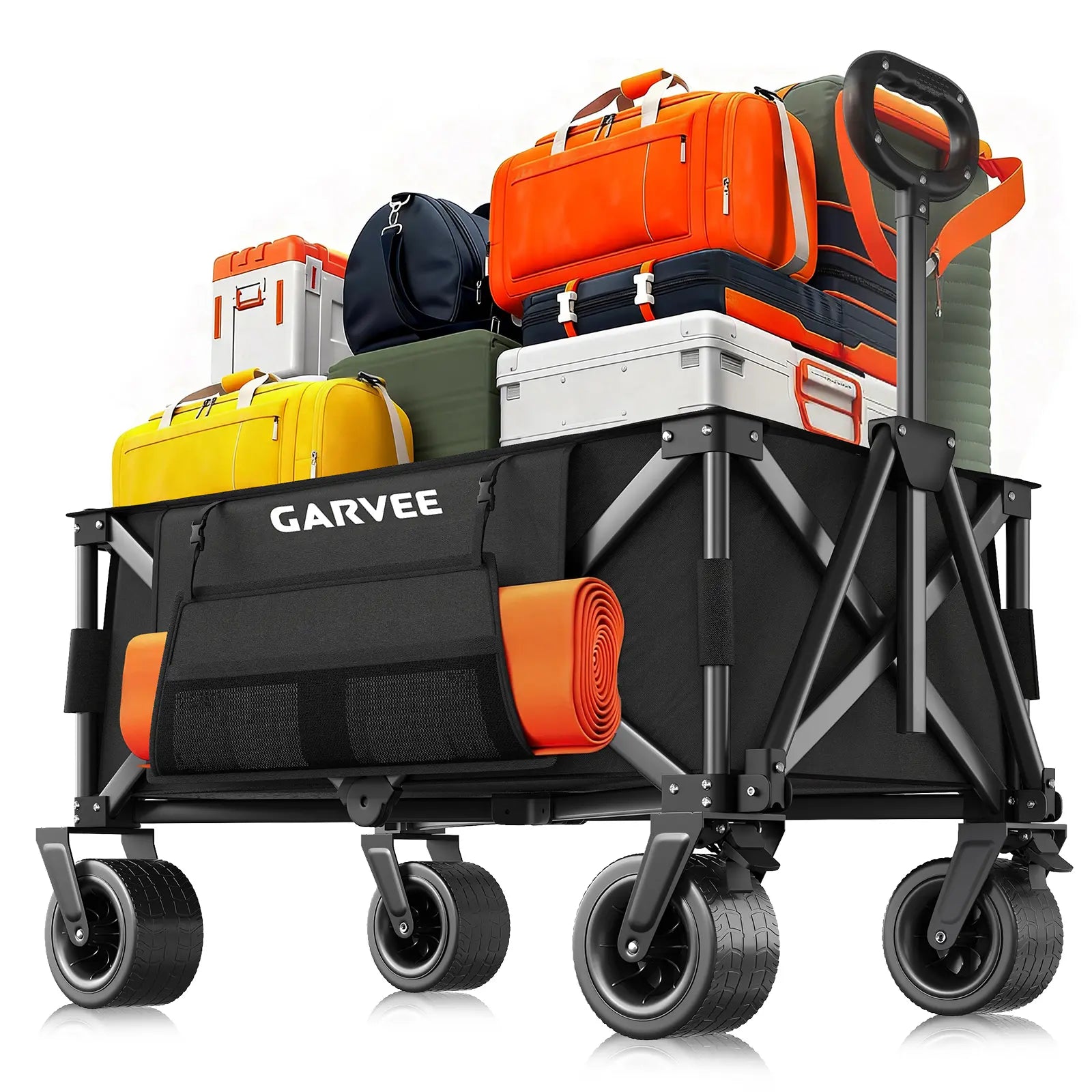 Heavy Duty Folding Camping Wagon Cart, Large Collapsible Outdoor Utility Trolley with 8-Inch All-Terrain Wheels, 600D Oxford Fabric, Water Resistant, Compact Storage for Garden Beach Sports Camping | Summer Outdoor Must-Have - SummerVibes